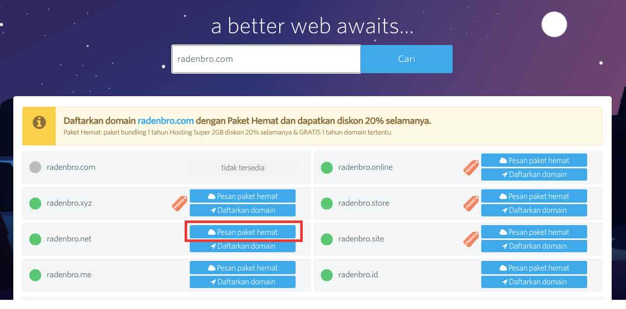 cara order hosting domain murah