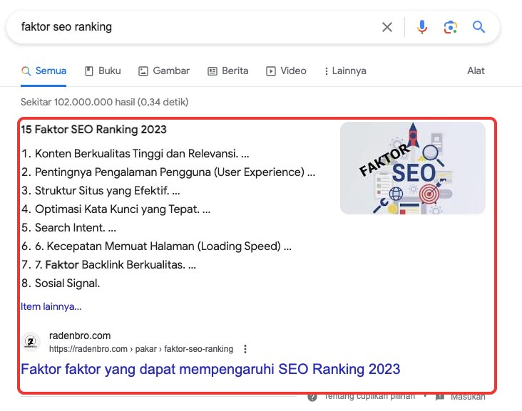 faktor SEO ranking featured snippets