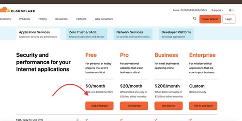 pilih akun free cloudflare