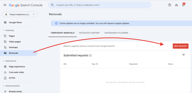 Menghapus URL dari Google Search Console